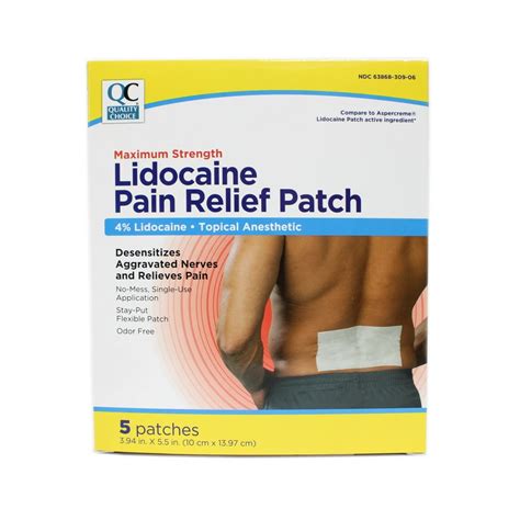 Quality Choice Maximum Strength Lidocaine Pain Relief Patch 4% ...