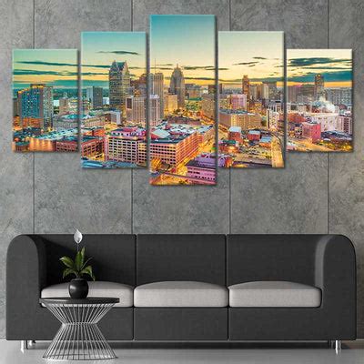 Detroit Skyline Canvas Wall Art Set I by Stunning Canvas Prints