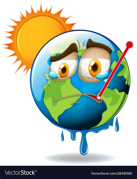 Global warming with melting earth Royalty Free Vector Image