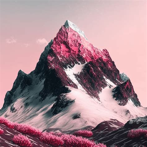 Mountain With Pink Snow : r/aiArt