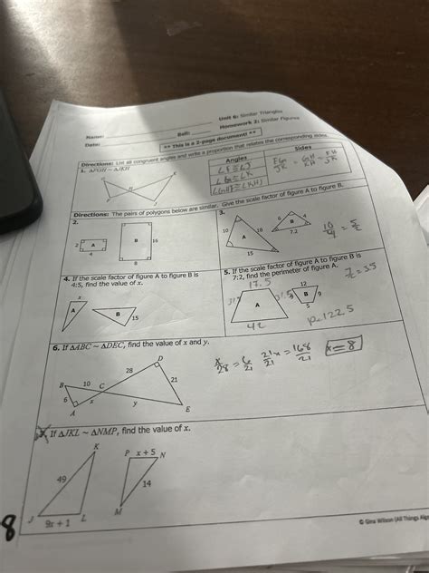 . Name: Unit 6: Similar Triangles Date: Bell: Homework 2: Similar... | Course Hero