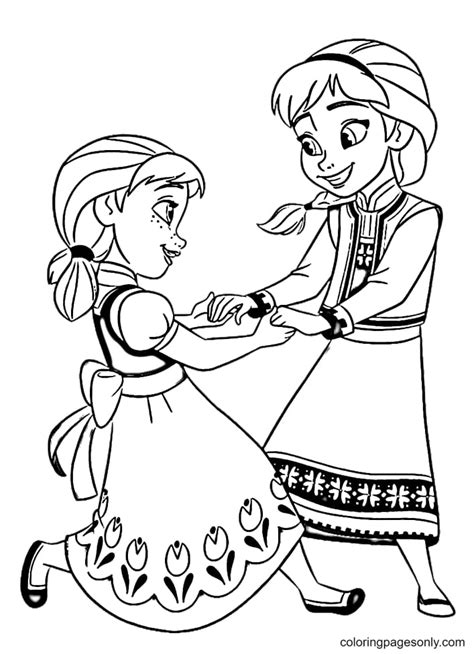 Little Elsa & Anna Coloring Page - Free Printable Coloring Pages