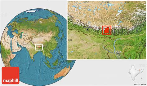 Satellite Location Map of Sikkim