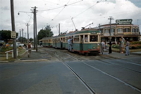 Trams running through the middle of the Kingsford Nine Ways roundabout ...