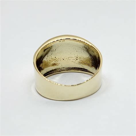 Solid 10K Yellow Gold Cigar Ring, Gold Dome Ring 13mm Sizes 5 - 12 - Jahda Jewelry Company ...