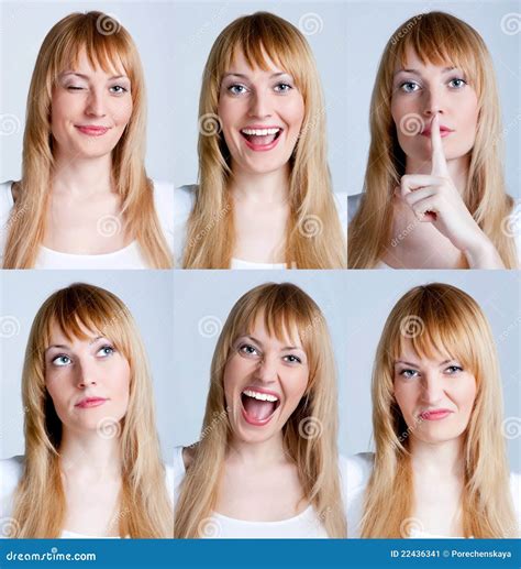 Young Woman with Multiple Face Stock Image - Image of expressive, anger ...