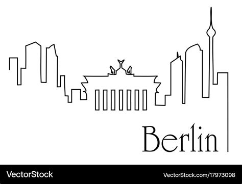 Berlin city one line drawing background Royalty Free Vector