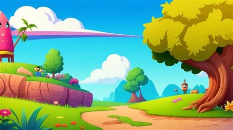 Premium AI Image | Cartoon Wonderland Exploring the Vibrant Backgrounds ...