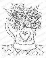 Impression Obsession Rubber Stamp  Heart Watering Can EBay Flower sketch template