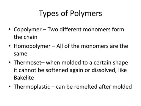 Types Of Polymers Chart