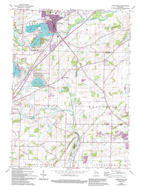 Mukwonago topographic map 1:24,000 scale, Wisconsin