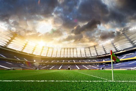 Empty Soccer Stadium in Sunlight Stock Photo - Image of dramatic, stadium: 57408936