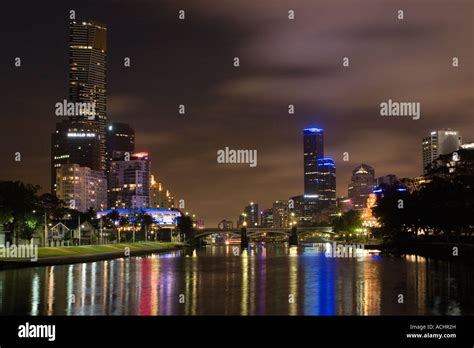 Melbourne skyline at night Stock Photo - Alamy