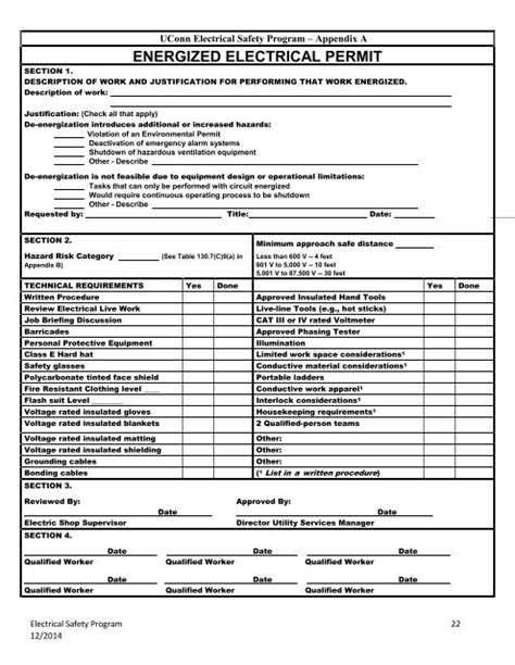 ENERGIZED ELECTRICAL PERMIT