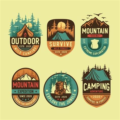 Set Of Camping And Outdoor Logo in 2021 | Outdoor logos, Adventure logo, Camp logo