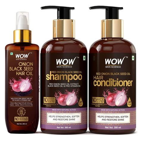 WOW Skin Science Onion Black Seed Oil Ultimate Hair Care Kit (Shampoo ...