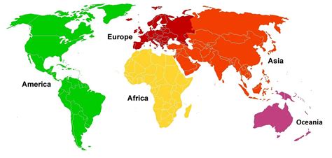 Countries by continents (lists and maps) - Learner trip