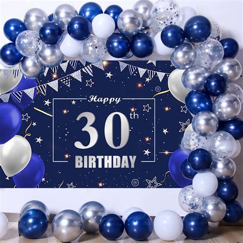 Buy 30th Birthday Decorations Xourspaty Navy Blue Balloon Garland Arch Kit Happy 30th Birthday ...