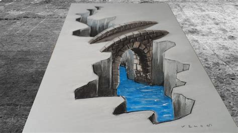 COOL CREATION IN 3D - Drawing Bridge - Awesome Anamorphic Illusion ...