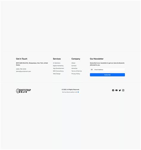 Bootstrap 5 Simple Footer Template Example - BootstrapBrain