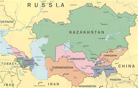 Central Asia Maps, Caucasus, Kazakhstan, Uzbekistan, Turkmenistan, Kyrgyzstan, Tajikistan ...