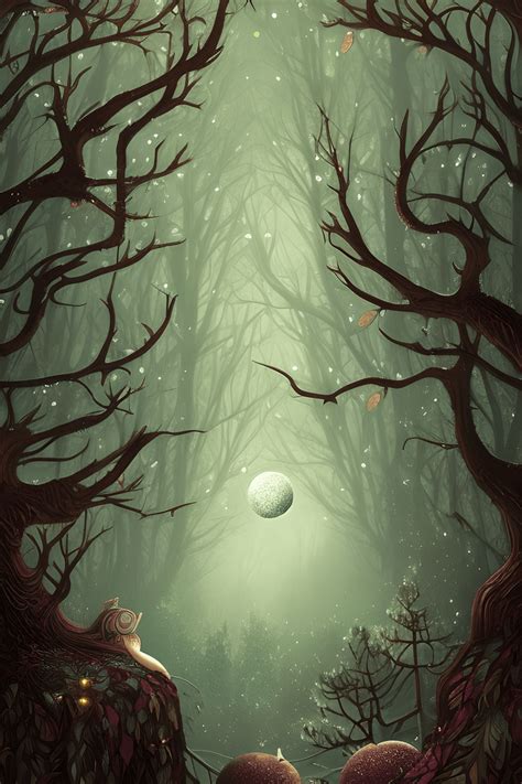 Fantasy Pagan Moon Forest Background · Creative Fabrica