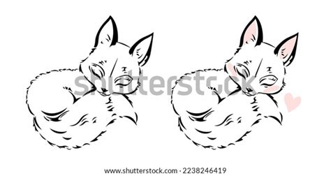 Cute Sleeping Fox Cub Isolated On Stock Vector (Royalty Free ...