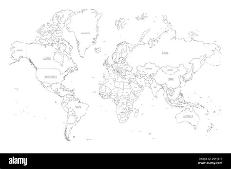 Mercator map of world with australia Black and White Stock Photos ...