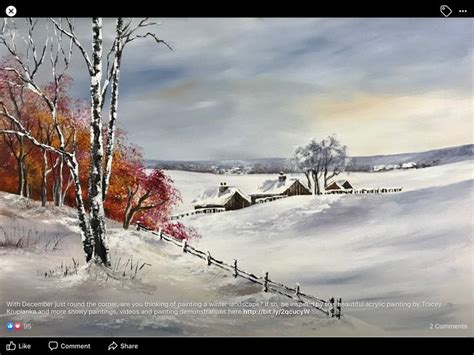 Snowy Landscape Painting with Trees