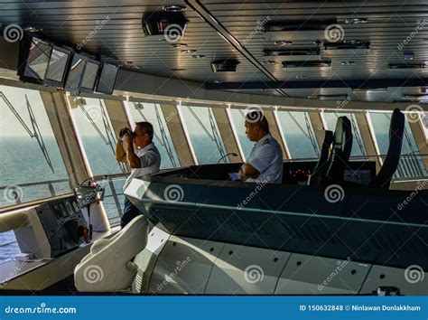 Captain Cabin of the Cruise Liner Editorial Stock Photo - Image of rudder, cockpit: 150632848