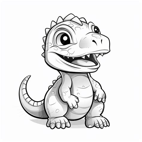 Premium Photo | Xiaosaurus kawaii cute hand drawn cute coloring book kawaii line art