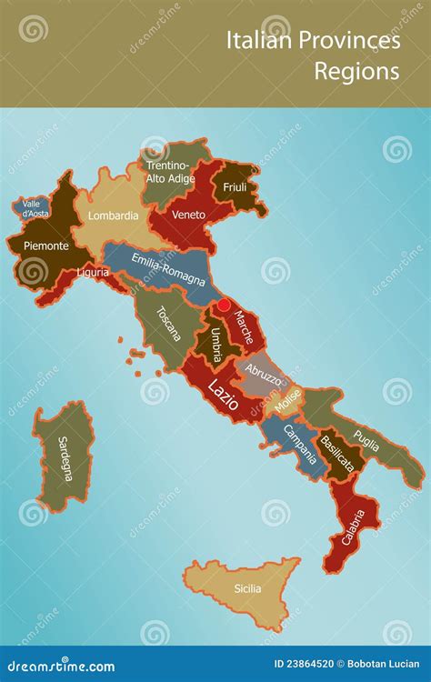 Map of Italy with Provinces and Regions Stock Vector - Illustration of calabria, marche: 23864520