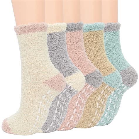 Zando Womens Fuzzy Socks Bulk Soft Fluffy Socks Women Non Slip Socks ...