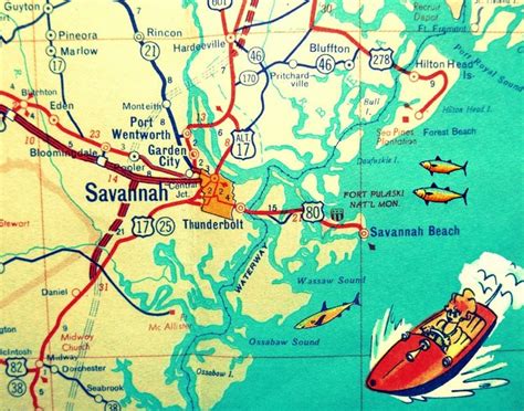 Savannah map Savannah Georgia map print by VintageBeachMaps