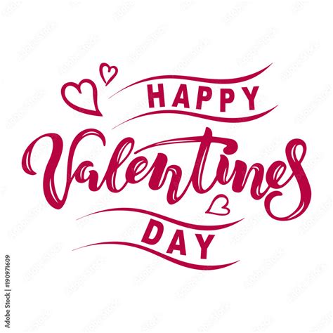 Happy Valentines Day text isolated on white background. Hand drawn ...