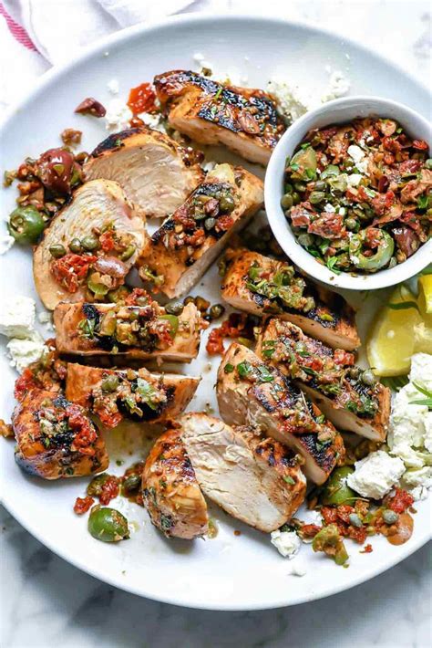 Mediterranean Grilled Balsamic Chicken and Olive Tapenade | foodiecrush.com