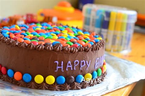 M & M (Gems) Cake with Chocolate Buttercream - Aayi's Recipes