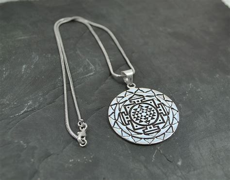 SHREE YANTRA Pendant, Sri Yantra, Silver Pendant, Men Necklace,, Mystic ...