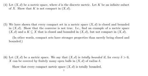 Solved (4) Let (X, d) be a metric space, where d is the | Chegg.com