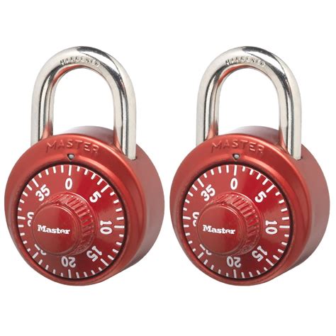 Master Lock Padlock 1530T Dial Combination Lock, 1-7/8 in. Wide, Assorted Colors, 2-Pack ...