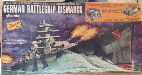 German Battleship Bismarck 1/350 scale model kit no. 762M motorized by Lindberg | #1884205874