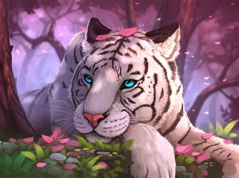 White Tiger With Blue Eyes Wallpaper 3d