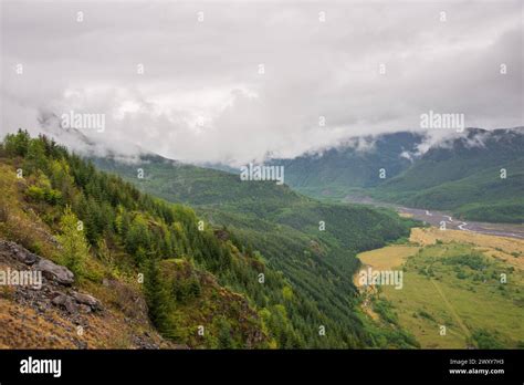 The View into the Valley at Mount St. Helens, Stratovolcano in Skamania County, Washington State ...