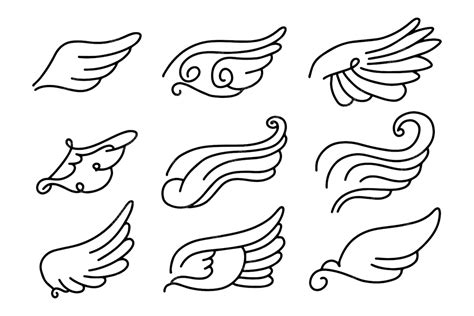 Premium Vector | Sketch angel wings angel feather wing vector illustration