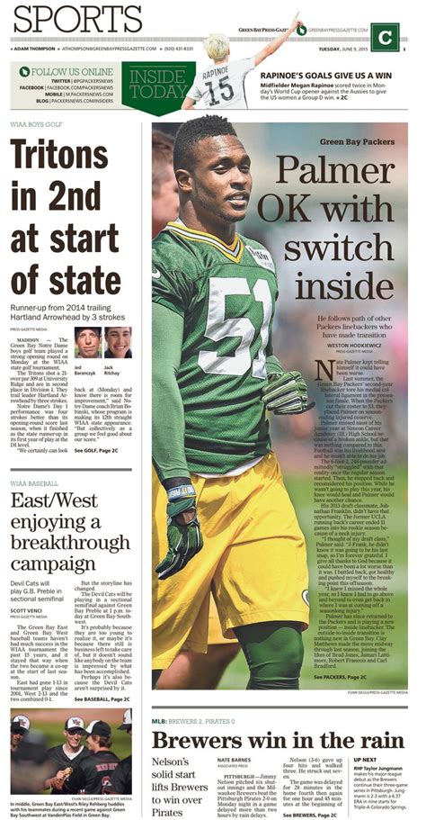 News Design: Green Bay Press-Gazette's June 9, 2015 sports cover | Newspaper design, Newspaper ...