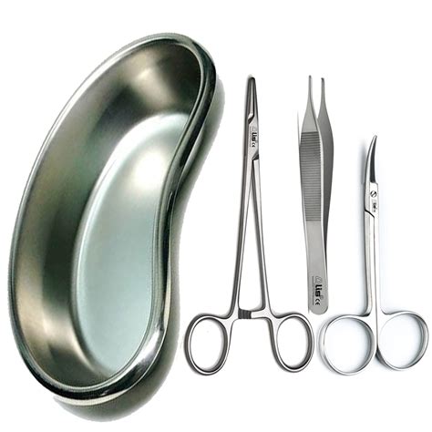 Buy Alis Surgical Instrument CE Needle Holder, Adson Forceps, Iris Scissor With Kidney Tray 8 ...