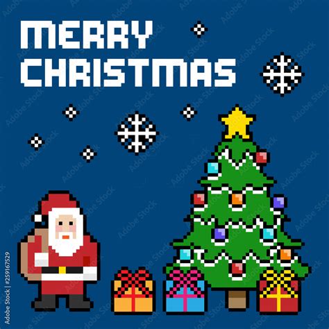 Merry Christmas Illustration. 8-bit Pixel Christmas Icons, Square. Stock Illustration | Adobe Stock