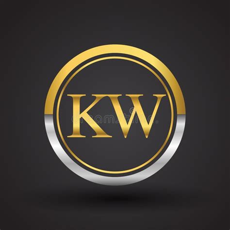 KW Letter Logo in a Circle, Gold and Silver Colored. Vector Design ...