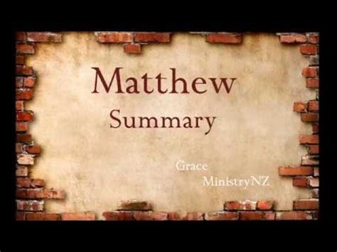 Gospel of Matthew Summary - YouTube