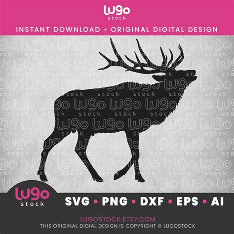 Bull Elk Silhouette Vector Clipart INSTANT DIGITAL DOWNLOAD Svg Png Dxf ...